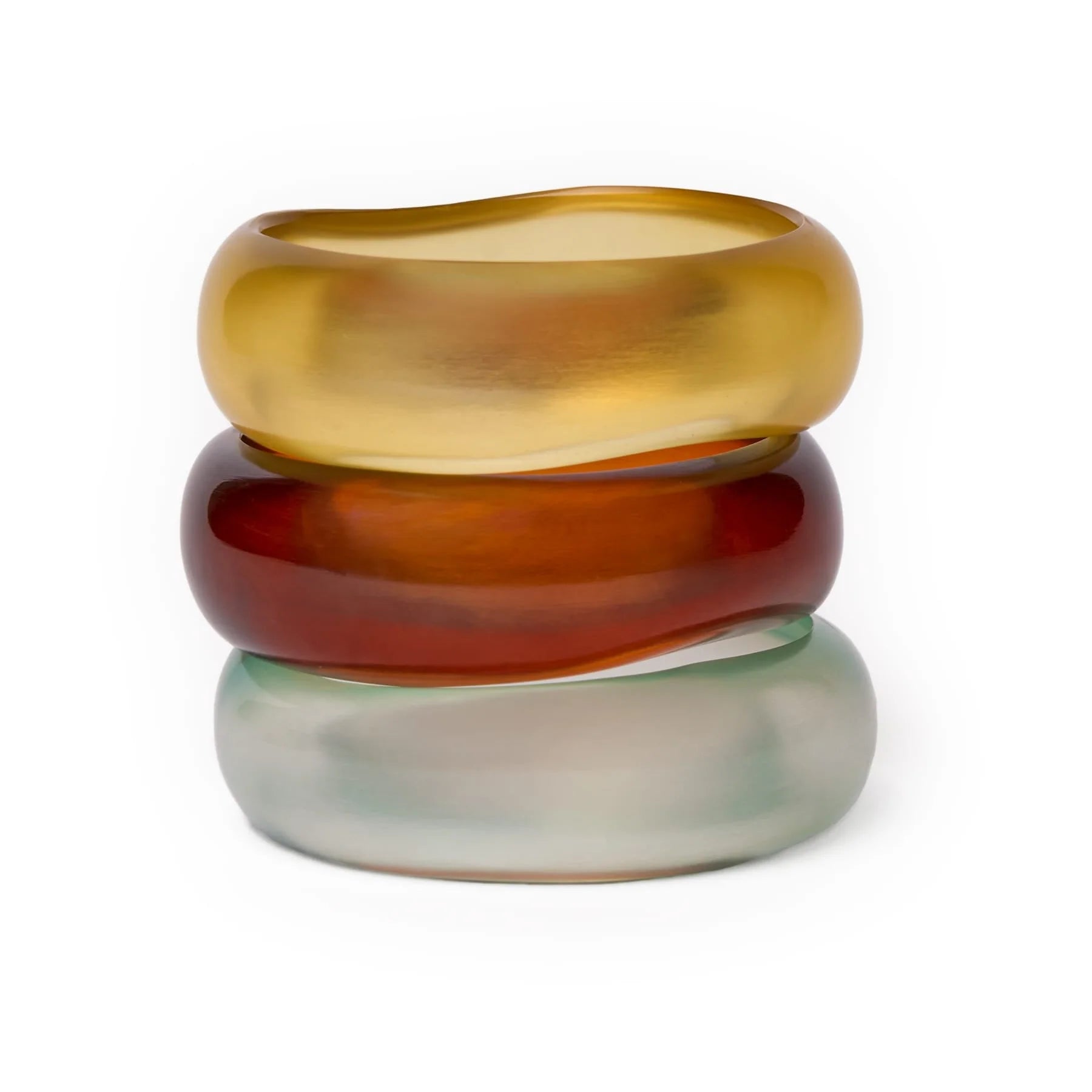 Esther Resin Bangle Set Of 3 Citron, Sage, + Brown