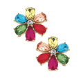 Fiesta Rhinestone & Pearl Flower Stud Earrings in Multi