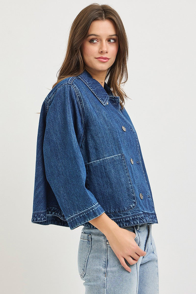Flowy Cropped Denim Jacket