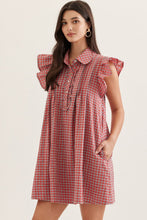 Load image into Gallery viewer, Gingham Ruffle Cap Sleeve Mini Dress
