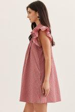 Load image into Gallery viewer, Gingham Ruffle Cap Sleeve Mini Dress
