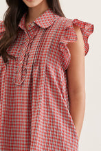 Load image into Gallery viewer, Gingham Ruffle Cap Sleeve Mini Dress
