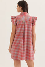 Load image into Gallery viewer, Gingham Ruffle Cap Sleeve Mini Dress
