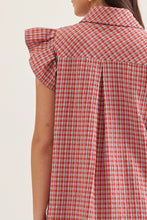 Load image into Gallery viewer, Gingham Ruffle Cap Sleeve Mini Dress
