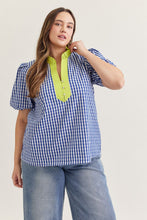 Load image into Gallery viewer, Gingham Short Puff Sleeve Top

