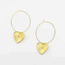 Load image into Gallery viewer, Heart Charm Hoop
