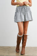 High-Waisted Plaid Drawstring Shorts
