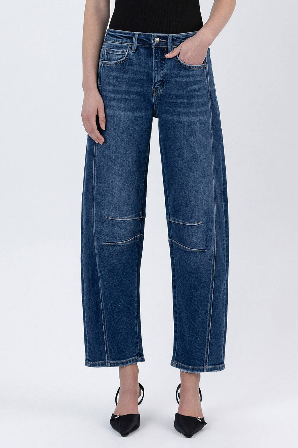 High Rise Barrel Leg Jean