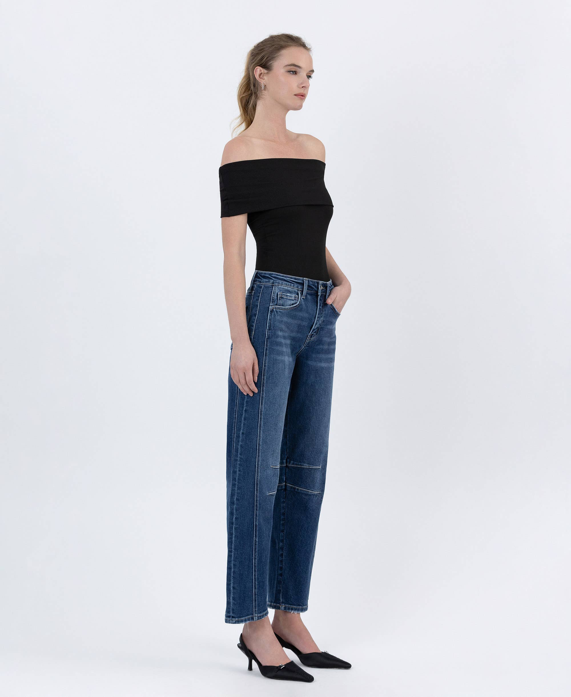 High Rise Barrel Leg Jean