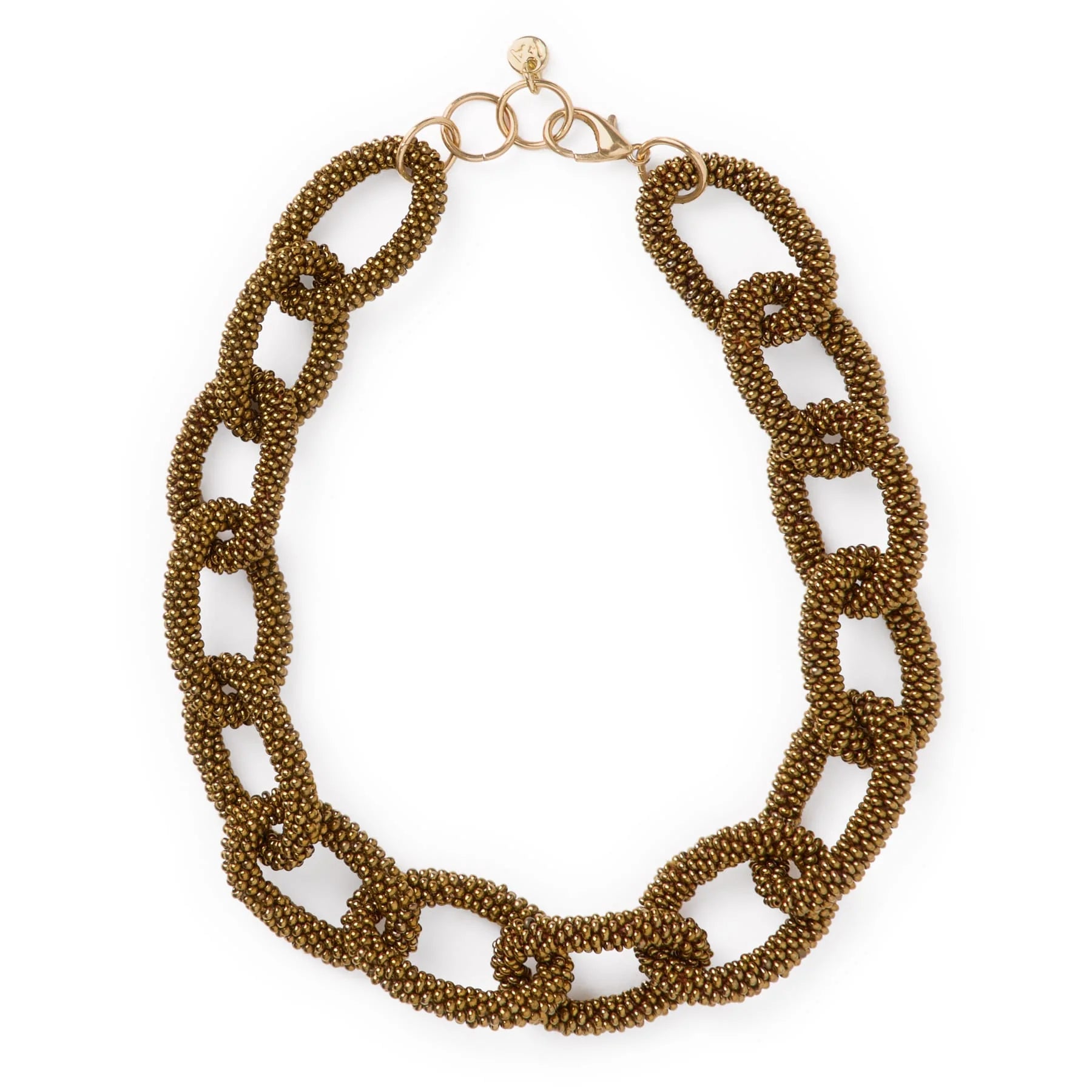 Jenna Chain Link Beaded Necklace Gold
