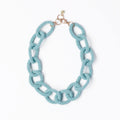Jenna Chain Link Beaded Necklace Light Blue
