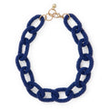 Jenna Chain Link Beaded Necklace Navy