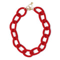 Jenna Chain Link Beaded Necklace Red