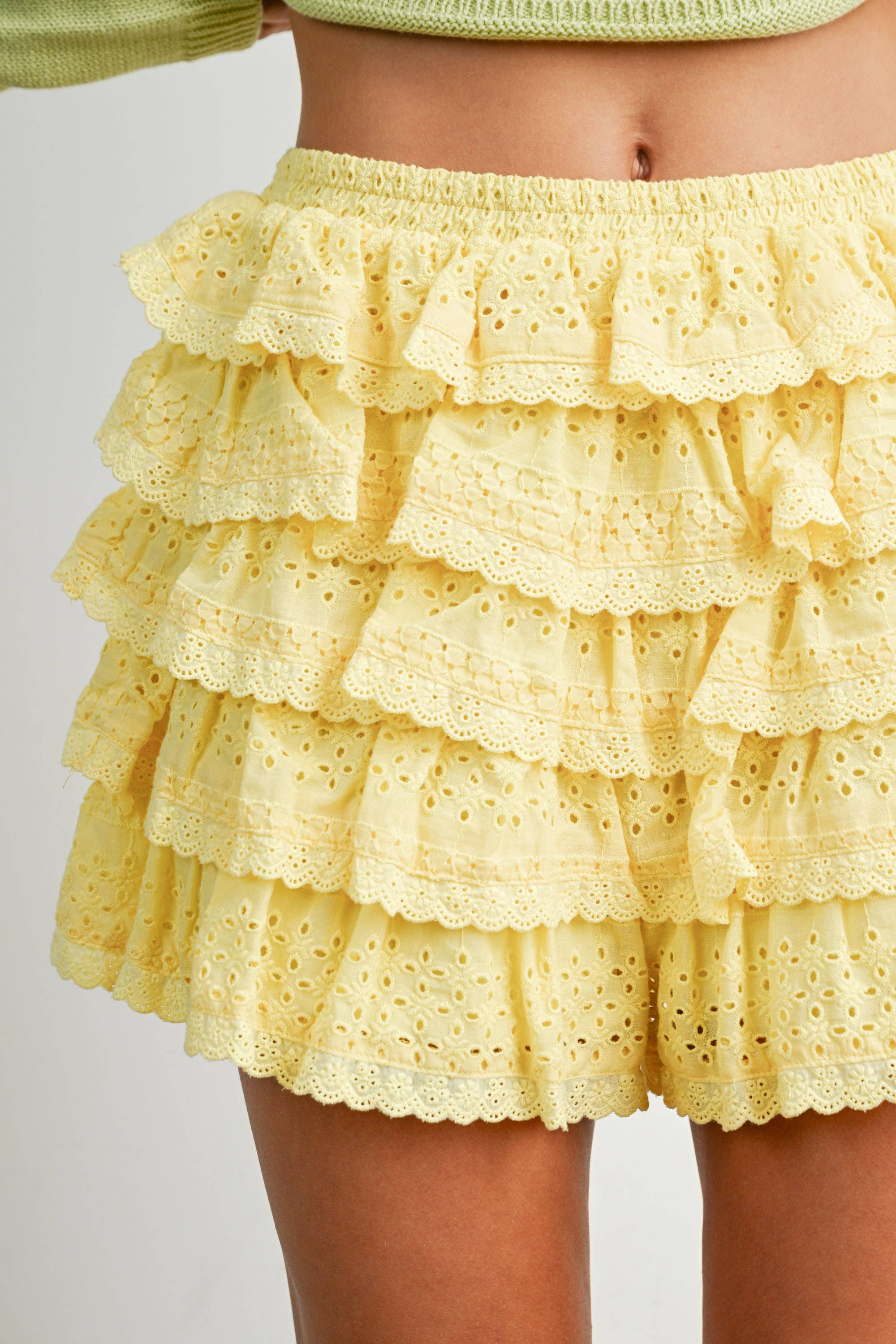 Layered Ruffled Eyelet Mini Skort
