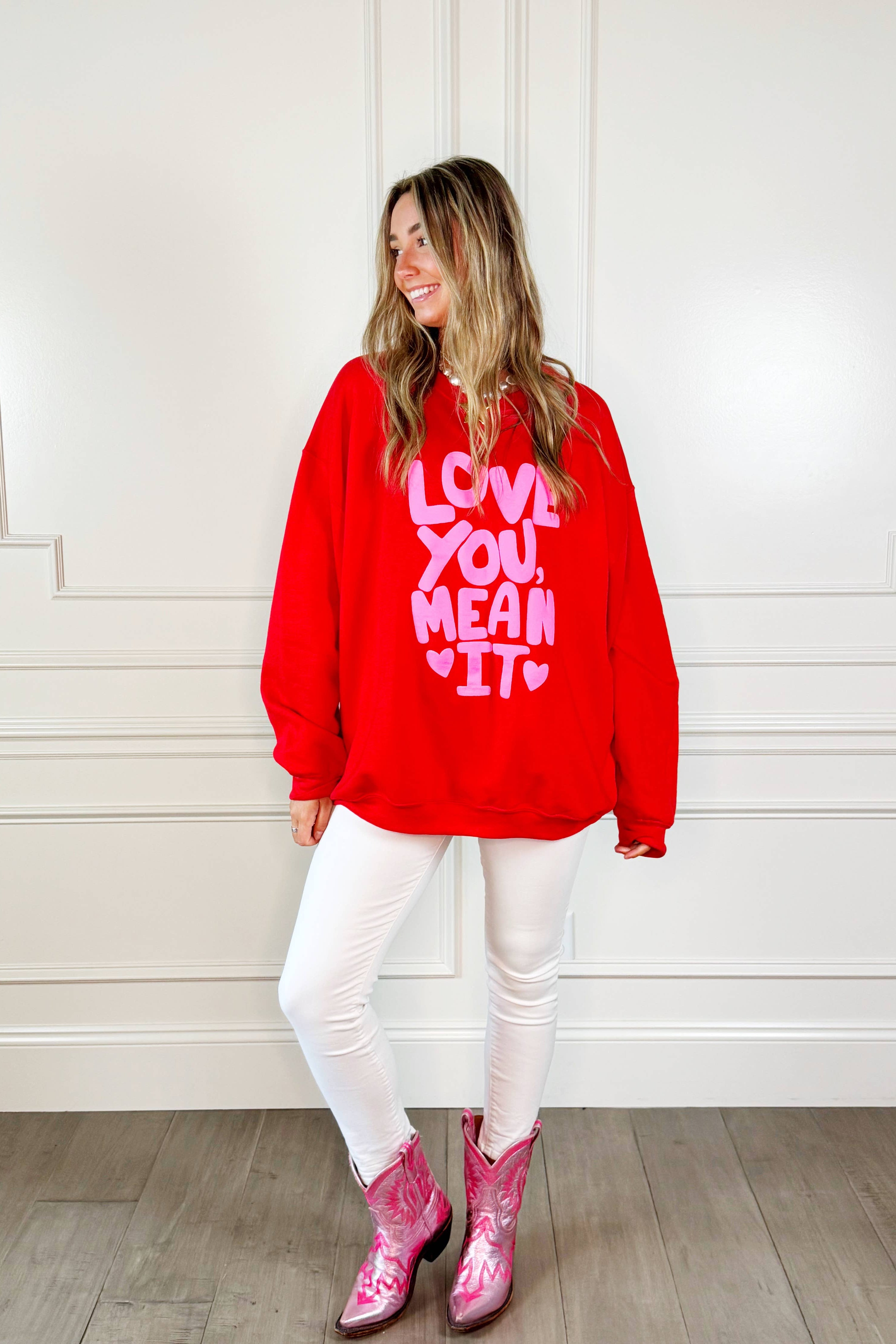 Love You Mean It Red Sweatshirt