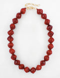 Maroon chunky beaded necklace with acrylic stone beads.