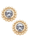 Maxi Rhinestone Stud Earrings in Shiny Gold