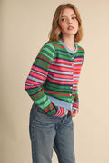 Multi-Color Striped Sweater Cardigan