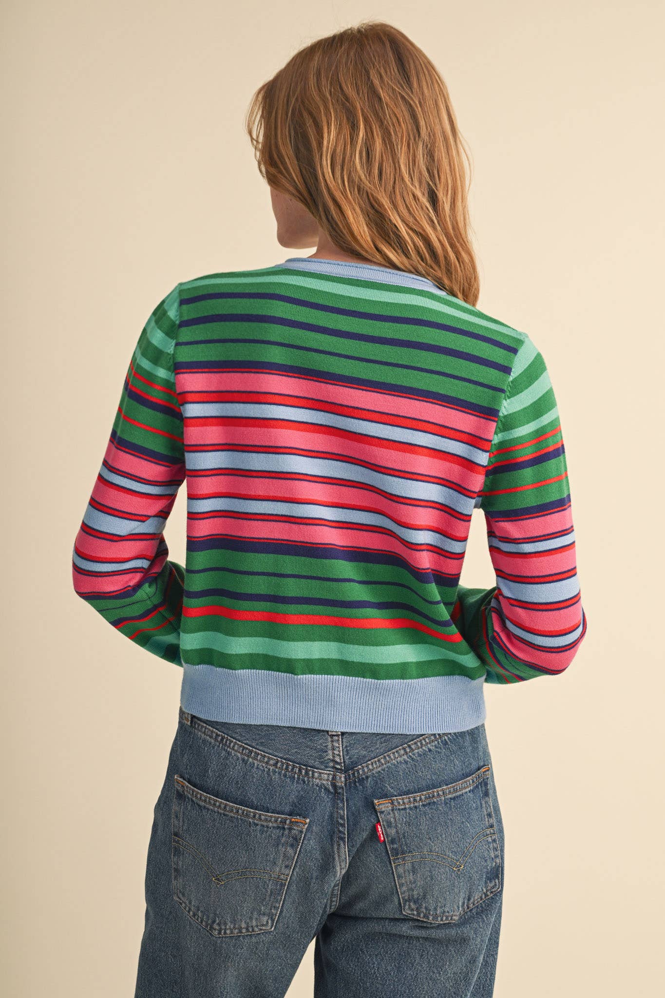 Multi-Color Striped Sweater Cardigan