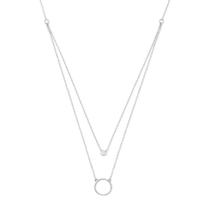 Silver Double Layer Open Pave Necklace