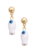 Naxos Ceramic Fish Earrings in Shiny Gold