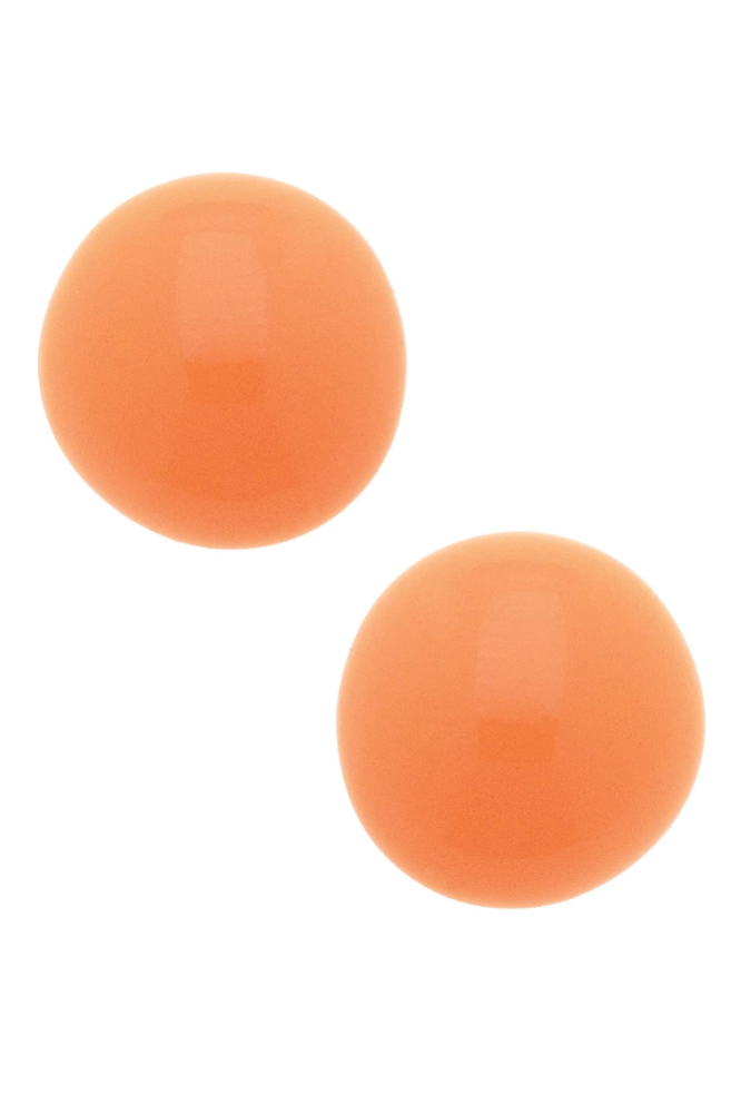 Neiman Coated Enamel Stud Earrings Orange