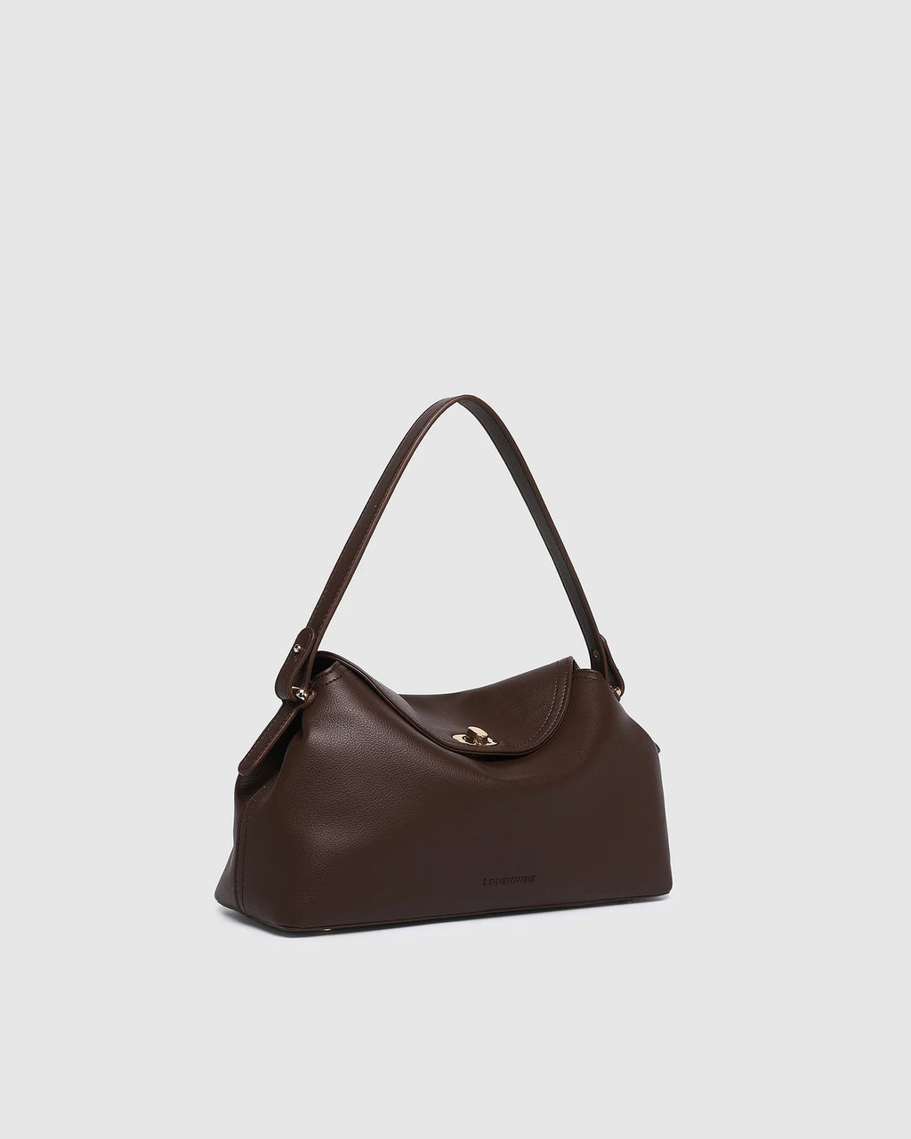 Chocolate vegan leather top handle handbag