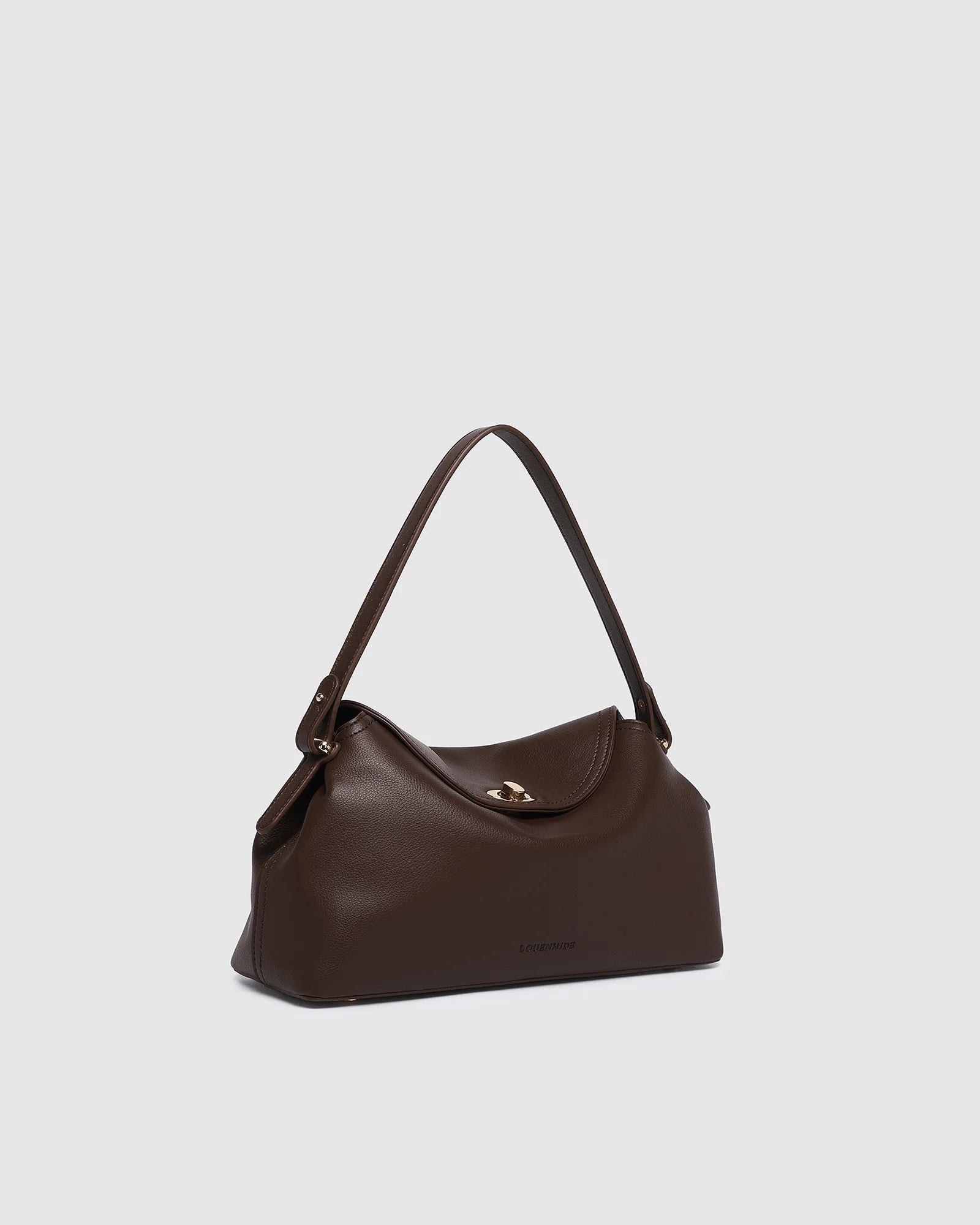Chocolate vegan leather top handle handbag