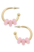 Olivia Gemstone Hoop Earrings: Light Pink