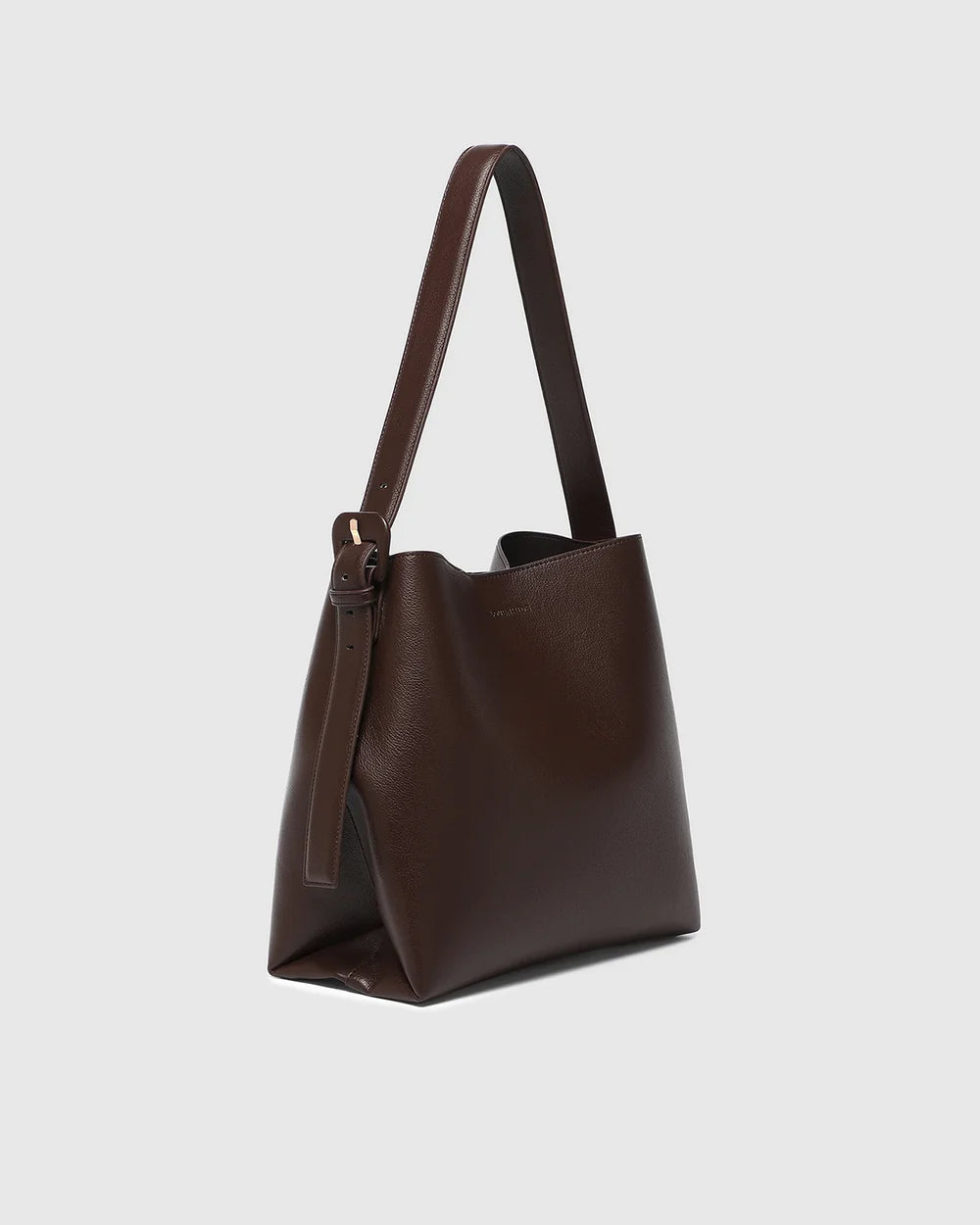 Side view of the Peyton Shoulder Bag in Chocolate