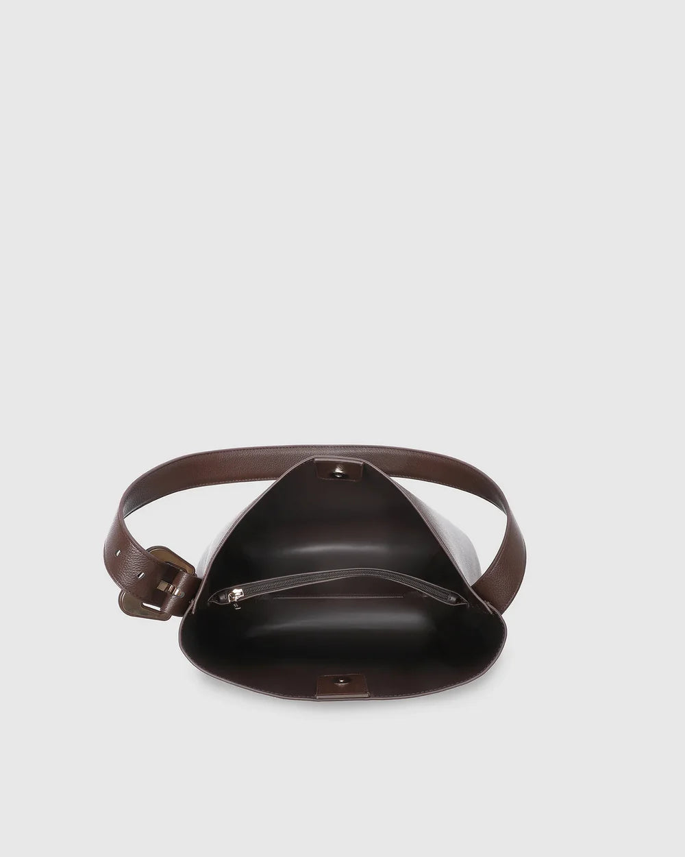Interior of the Louenhide Peyton Chocolate shoulder bag