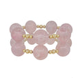 Pink beaded stretch bracelets set of 2 with 20MM waterproof fashion beads