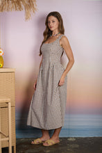 Load image into Gallery viewer, Plaid Basque Waist Sleeveless Midi Dress
