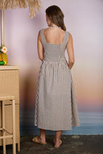 Load image into Gallery viewer, Plaid Basque Waist Sleeveless Midi Dress
