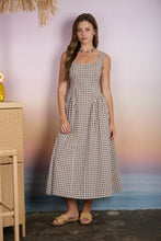 Load image into Gallery viewer, Plaid Basque Waist Sleeveless Midi Dress
