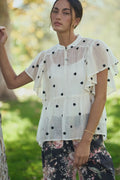 Polka Dot Flutter Sleeve Babydoll Top