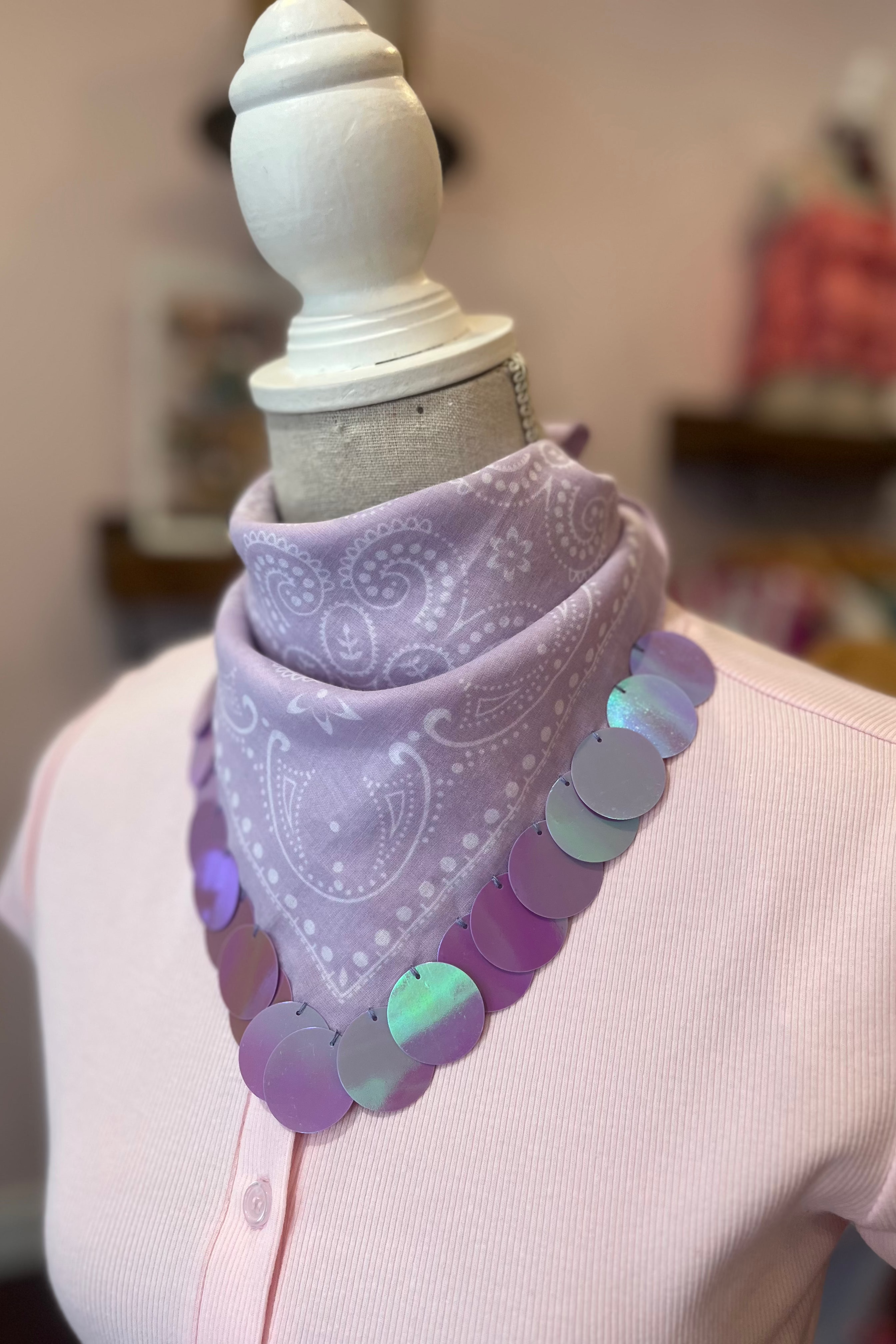 Purple Bandana with Purple Sequins
