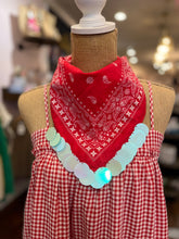 Load image into Gallery viewer, Red Bandana with Pale Blue Sequins
