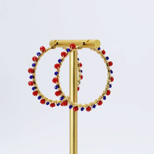 Load image into Gallery viewer, Red/Blue Beaded Hoop
