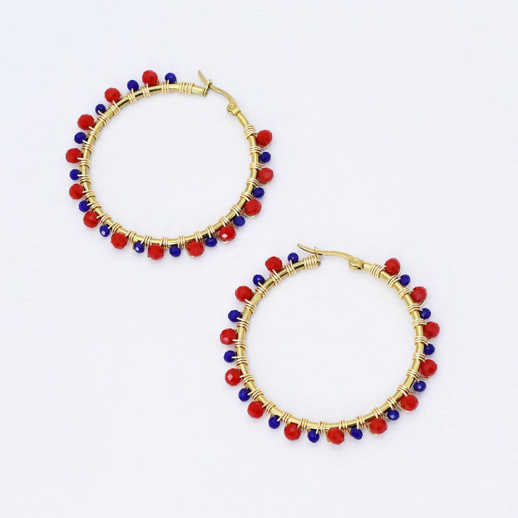Red/Blue Beaded Hoop