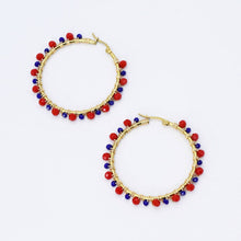 Load image into Gallery viewer, Red/Blue Beaded Hoop
