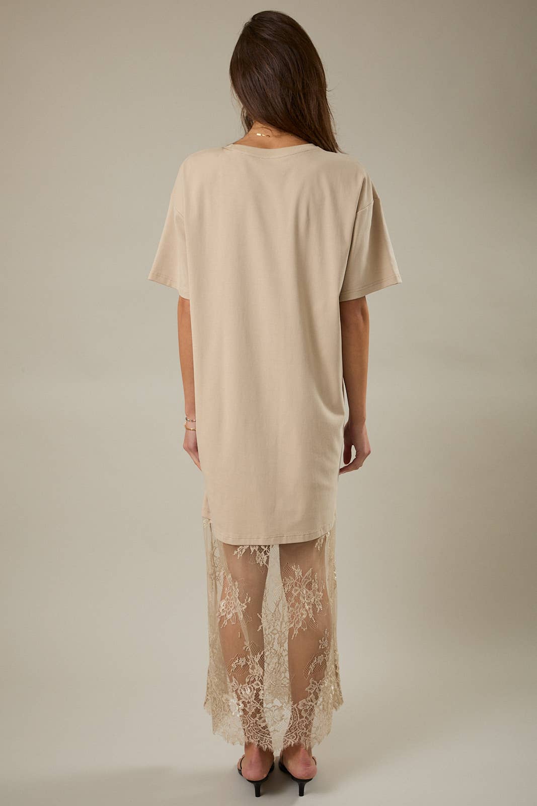 Round Neck Lace T-Shirt Maxi Dress