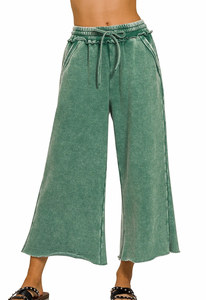 Dark Green Washed Leg Sweats