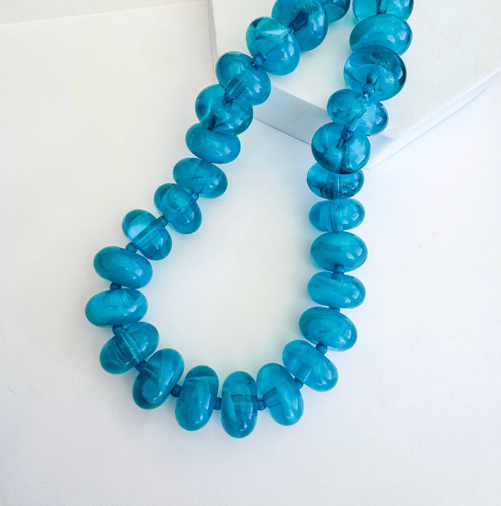 Aqua Sugar Beads Necklace