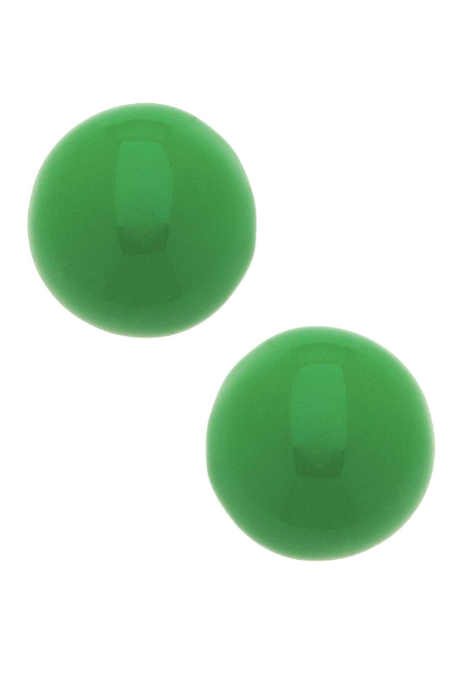 Neiman Coated Enamel Stud Earrings Green