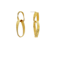 Gold Textured Metal Double Link Earring