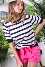 Load image into Gallery viewer, Short-Sleeve Lightweight Stripe Sweater
