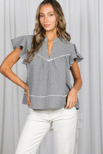 Load image into Gallery viewer, Short Ruffle Sleeve Gingham Blouse
