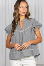 Load image into Gallery viewer, Short Ruffle Sleeve Gingham Blouse
