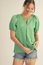 Load image into Gallery viewer, Shoulder Pintuck Detail Stripe Peasant Top
